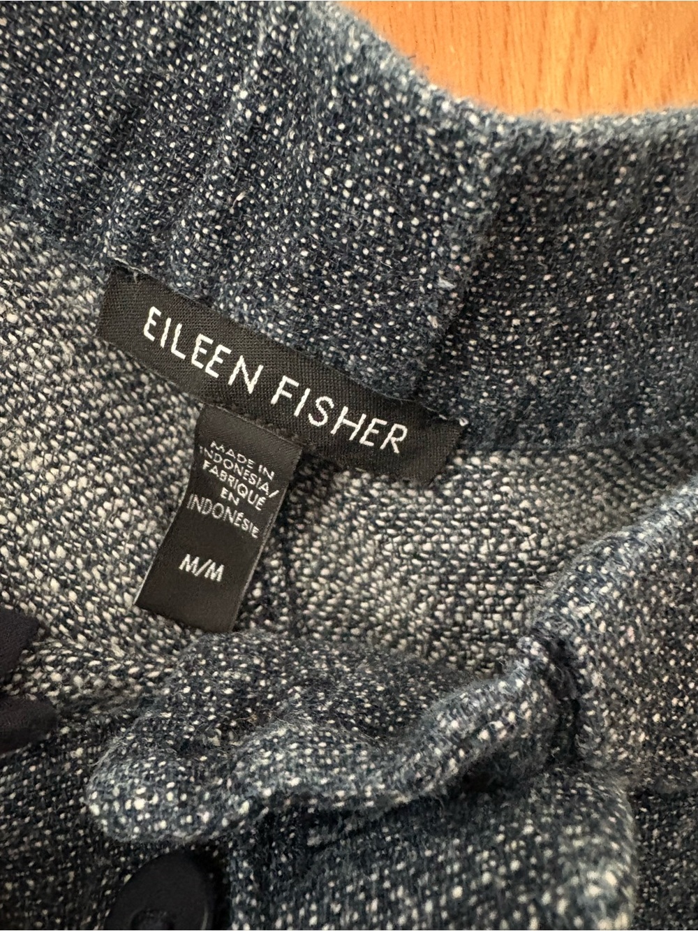Eileen Fisher Tweedy Hemp Cotton Wide-Leg Pant Chinos in Dark Blue M - Picture 5 of 10